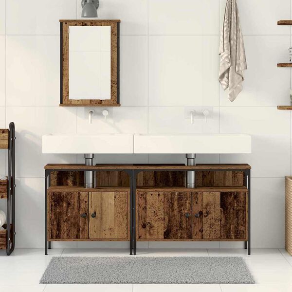 vidaXL Unidades de Tocador de Ba&ntilde;o 3 pcs Marr&oacute;n Madera contrachapada