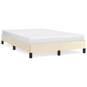 vidaXL Estructura de cama sin colch&oacute;n cuero sint&eacute;tico crema 120x190 cm