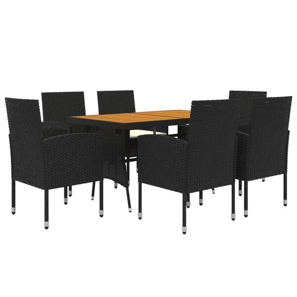 vidaXL Juego de comedor de jardín 7 piezas ratán sintético negro