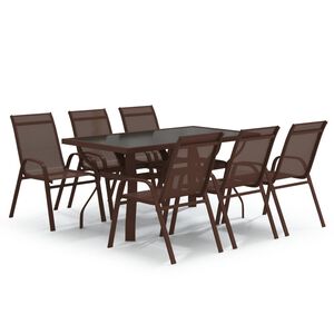 vidaXL Juego de comedor de jard&iacute;n 7 piezas marr&oacute;n y negro
