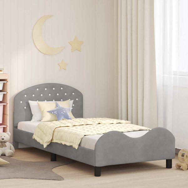 vidaXL Cama para niños con cabecero Gris Claro 80 x 200 cm Terciopelo