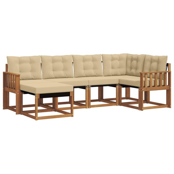 vidaXL Conjunto de sof&aacute;s de exterior con coj&iacute;n 6 pcs Natural y Beige