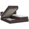 vidaXL Cama otomana con colch&oacute;n con cabecera 2 uds. Marr&oacute;n Oscuro Tela