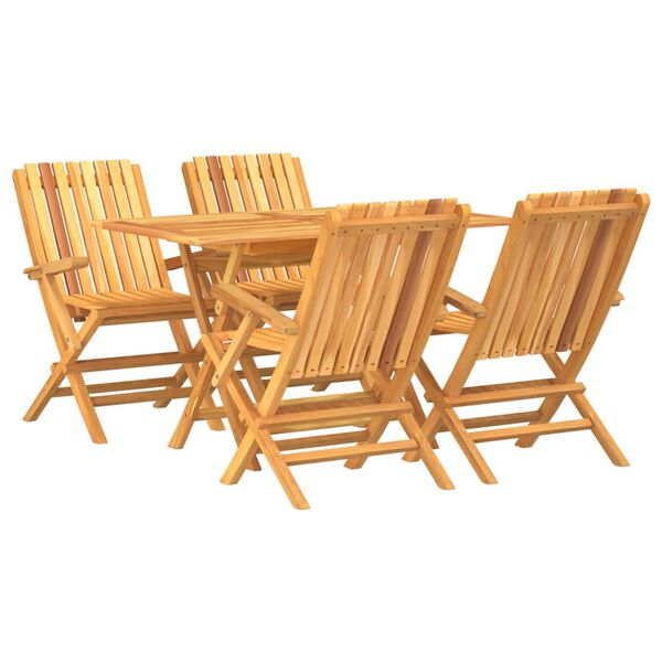 vidaXL Juego de comedor para jard&iacute;n 5 piezas madera maciza de teca