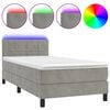vidaXL Cama box spring colch&oacute;n y LED terciopelo gris claro 90x200 cm