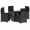 vidaXL Juego de comedor para exteriores 5 pcs Negro rat&aacute;n sint&eacute;tico