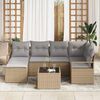 vidaXL Conjunto de sof&aacute; de jard&iacute;n con coj&iacute;n 7 pcs Beige y Gris Claro