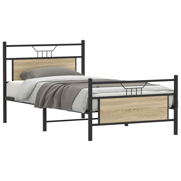 vidaXL Estructura de cama sin colchón madera roble Sonoma 100x190 cm