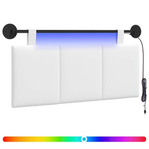 vidaXL Cabecero colgante Con luz LED Blanco Tela