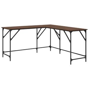 vidaXL Escritorio madera de ingenier&iacute;a roble marr&oacute;n 149x149x75 cm
