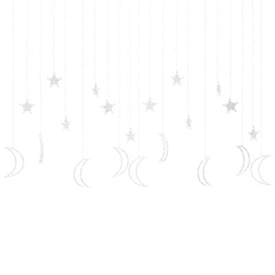 vidaXL Luces de hadas estrellas y lunas 345 LED blanco cálido