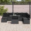 vidaXL Conjunto de sof&aacute; de jard&iacute;n con coj&iacute;n 9 pcs Negro Polirat&aacute;n