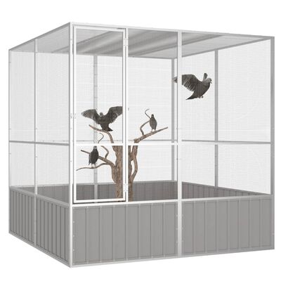 vidaXL Jaula pájaros acero galvanizado gris 213,5x217,5x211,5 cm