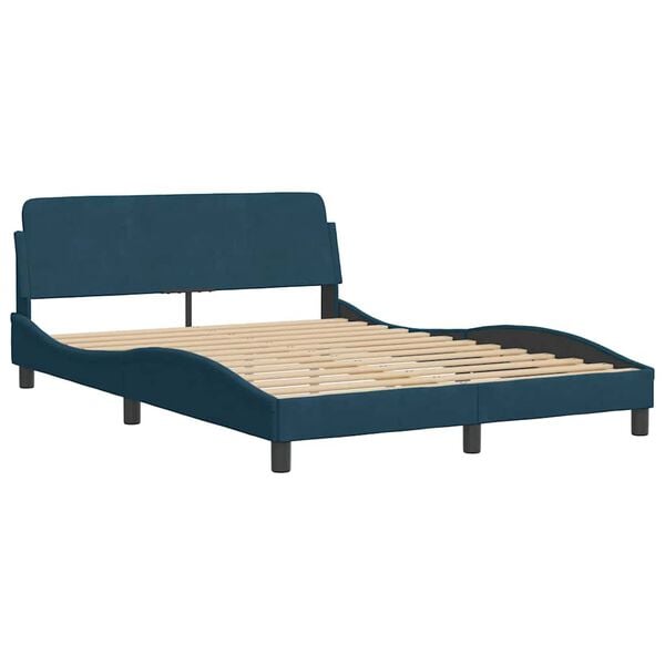 vidaXL Estructura de cama sin colch&oacute;n Hanko terciopelo azul 140x190 cm