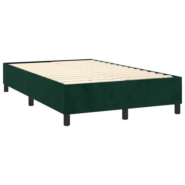 vidaXL Cama box spring con colch&oacute;n terciopelo verde oscuro 120x200 cm