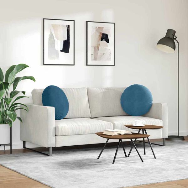 vidaXL Cojines para asiento 2 pcs Azul &Oslash; 40 x 13 cm Terciopelo