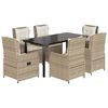 vidaXL Set comedor de jard&iacute;n 7 pzas con cojines rat&aacute;n sint&eacute;tico beige