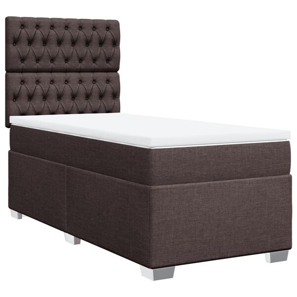 vidaXL Cama box spring con colch&oacute;n tela marr&oacute;n oscuro 100x200 cm