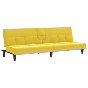 vidaXL Sof&aacute; cama con portavasos tela amarillo claro