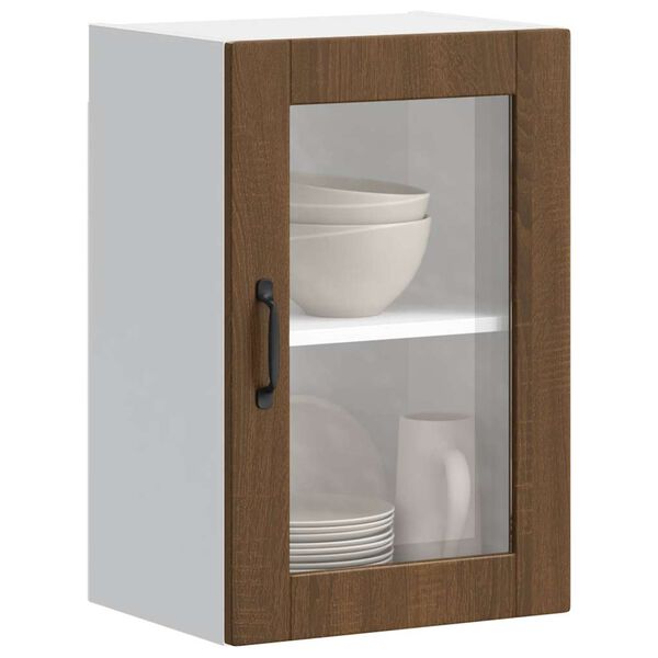 vidaXL Armario de pared para cocina puerta cristal&nbsp;Porto roble marr&oacute;n