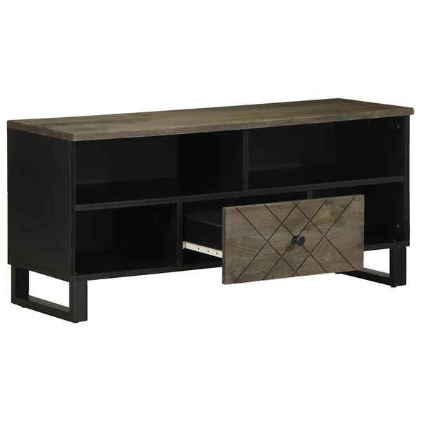 vidaXL Mueble de TV madera maciza de mango negro 100x33x46 cm