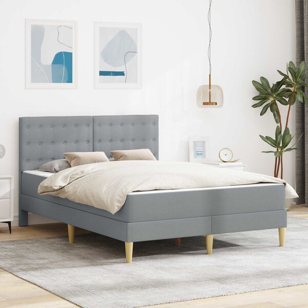 vidaXL Estructura de cama con colch&oacute;n Gris Claro 120 x 190 cm tela