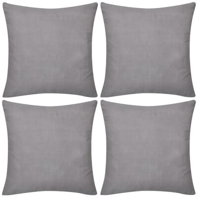 4 fundas grises para cojines de algodón, 40 x 40 cm