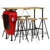 vidaXL Set de mesa y taburetes de bar 7 piezas madera maciza de mango