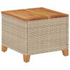 vidaXL Mesa de jard&iacute;n rat&aacute;n sint&eacute;tico madera acacia beige 45x45x37 cm