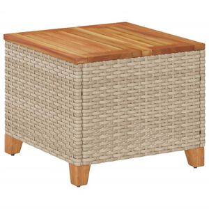 vidaXL Mesa de jard&iacute;n rat&aacute;n sint&eacute;tico madera acacia beige 45x45x37 cm