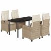 vidaXL Set comedor de jard&iacute;n 5 pzas con cojines rat&aacute;n sint&eacute;tico beige