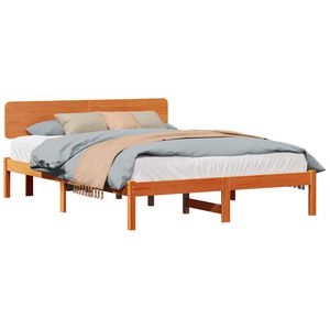 vidaXL Estructura de cama con cabecera Marr&oacute;n cera 200 x 200 cm