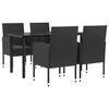 vidaXL Juego de comedor de jard&iacute;n 5 pzas rat&aacute;n sint&eacute;tico y acero negro