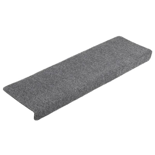 vidaXL Felpudos autoadhesivos para escaleras, 5 unidades, 65 x 21 x 4 cm, gris claro, borde rectangular