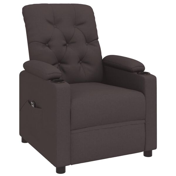 vidaXL Sill&oacute;n reclinable el&eacute;ctrico tela marr&oacute;n oscuro