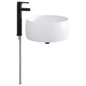 vidaXL Lavabo de ba&ntilde;o con grifo y desag&uuml;e Negro Mate