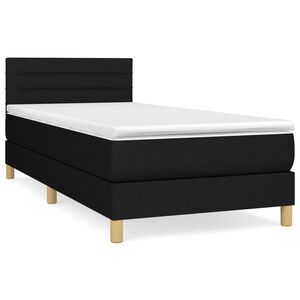 vidaXL Cama box spring con colch&oacute;n tela negro 90x190 cm