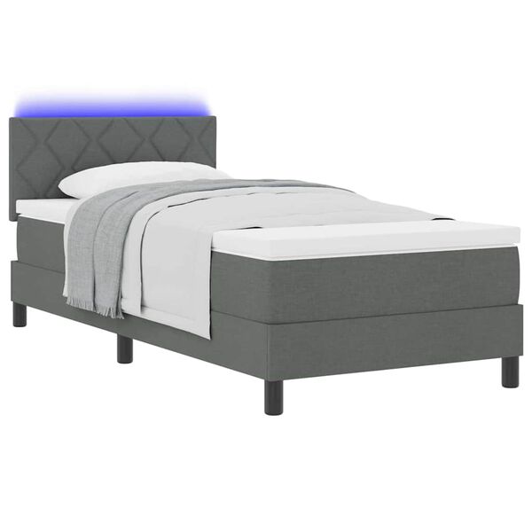 vidaXL Cama tipo Box Spring con colch&oacute;n Gris oscuro 90 x 190 cm tela