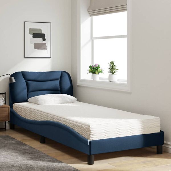 vidaXL Cama con colch&oacute;n Hvar tela azul 80x200 cm