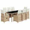vidaXL Set de mesa y sillas de jard&iacute;n 5 pzas y cojines rat&aacute;n PE beige