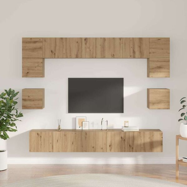 vidaXL Conjunto de mueble de TV 8 pcs Roble artesanal