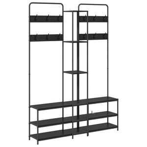 vidaXL Perchero con banco para zapatos Roble Negro 143 x 30 x 199,5 cm
