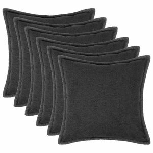 vidaXL Funda de almohada 6 pcs HOUTEN Gris oscuro 30 x 30 cm Boucl&eacute;