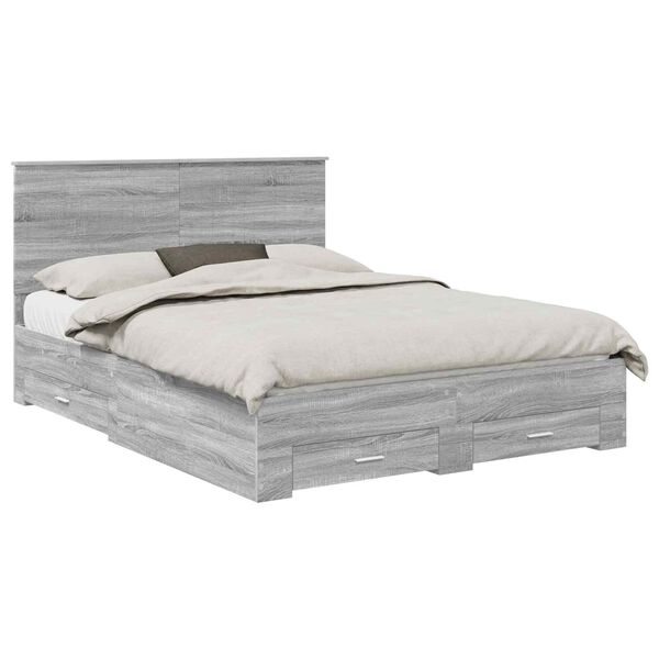 vidaXL Estructura de cama con cabecera Gris Sonoma 150 x 200 cm