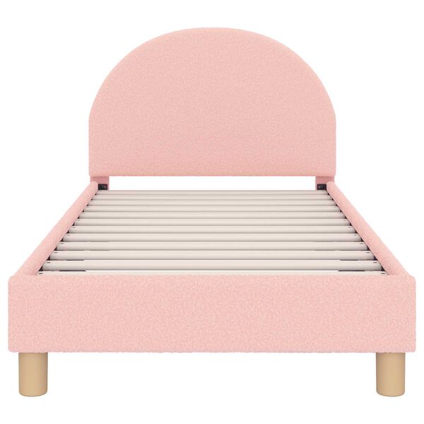 vidaXL Cama para ni&ntilde;os con cabecero Rosa 80 x 160 cm Tela de Oveja