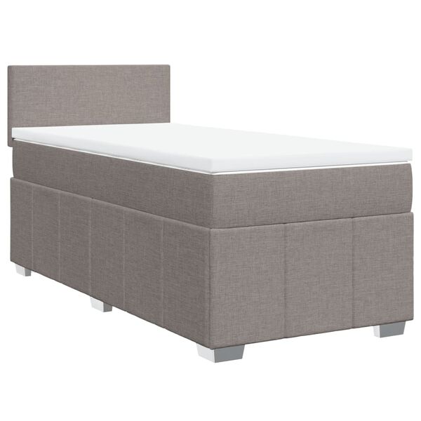 vidaXL Cama box spring con colch&oacute;n tela gris taupe 80x200 cm