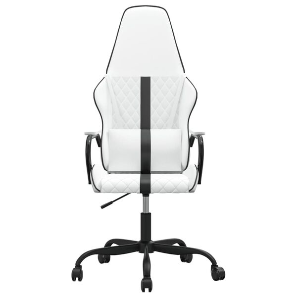 vidaXL Silla gaming de masaje cuero sint&eacute;tico negro y blanco
