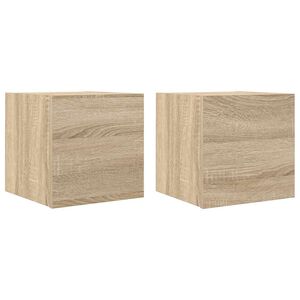 vidaXL Muebles de sal&oacute;n de pared 2 uds roble Sonoma 30,5x30x30 cm