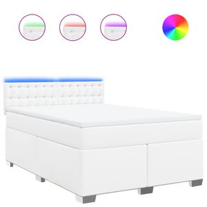 vidaXL Cama box spring con colch&oacute;n cuero sint&eacute;tico blanco 140x200cm