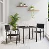 vidaXL Conjunto de Comedor de Jard&iacute;n 3 pcs Negro rat&aacute;n sint&eacute;tico